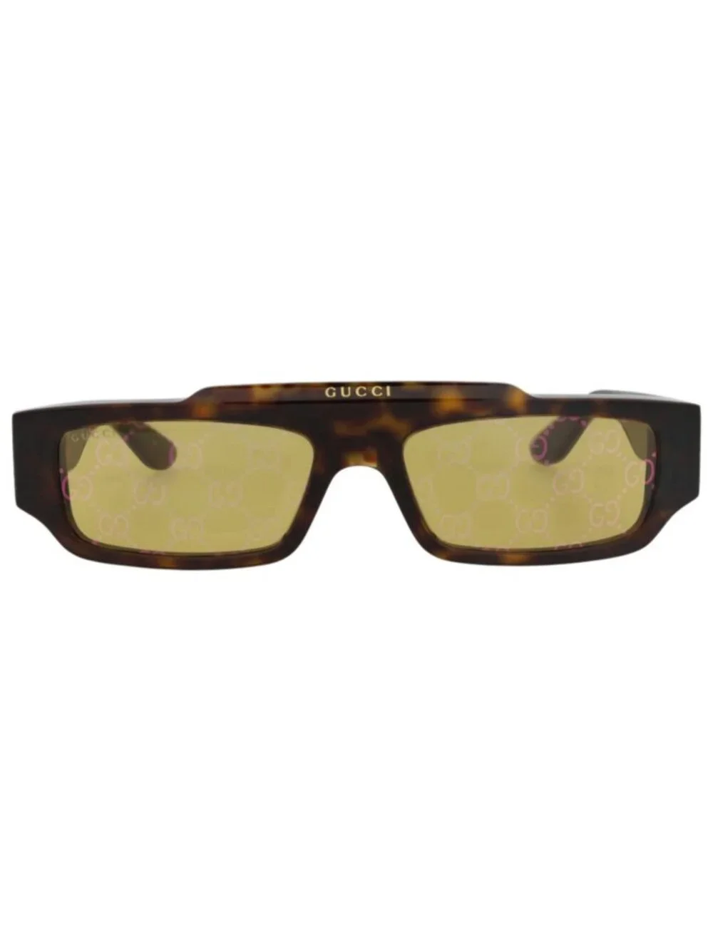 New Gucci Women's Sunglasses Square Rectangle Recycled Acetate Frame Mens Havana